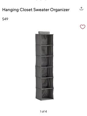 Pottery Barn hanging closet shelf organizer